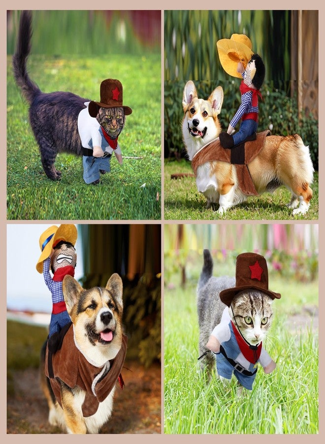Abbylike 2 Pcs Halloween Dog Costume Knight Pet Costume with Doll and Hat Funny Halloween Costumes for Pet Puppy Suit Dogs Clothes Cosplay Apparel for Holiday Day Puppy Cat(Cowboy,Small) - Image 5